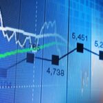 Close up of a financial graph displaying stock market trends