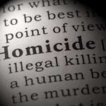Magnified text showing definition of homicide.