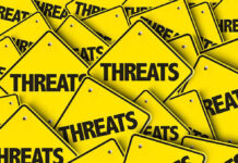 Military Kids TERRORIZED by Wolf Teacher Threat Yellow warning signs with the word THREATS.