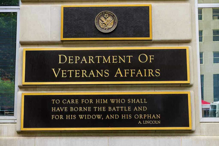 683619817 Department of Veterans Affairs building sign with quote.